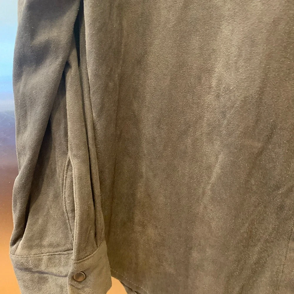 Zara Faux Suede Dark Green Shirt - Picture 4 of 7